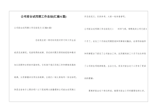 公司前台试用期工作总结(汇编6篇)