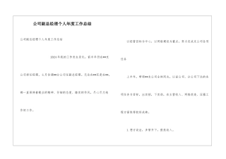 公司副总经理个人年度工作总结