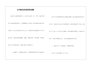 公司副总经理述职述廉