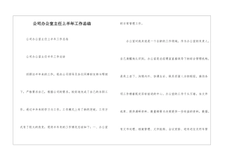 公司办公室主任上半年工作总结--