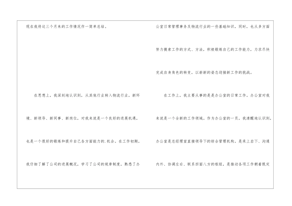 公司办公室文员的试用期工作总结_第2页