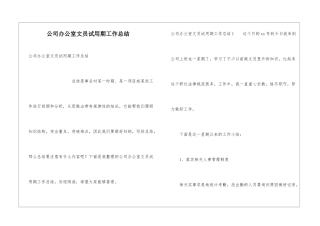 公司办公室文员试用期工作总结
