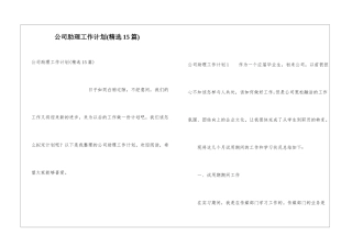 公司助理工作计划(精选15篇)
