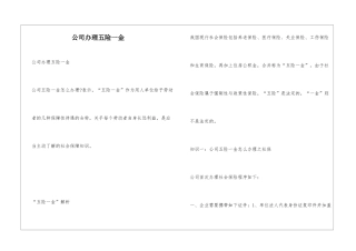 公司办理五险一金