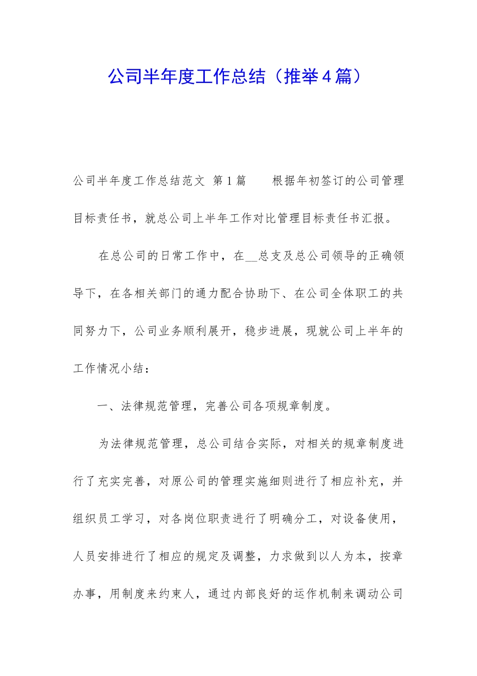 公司半年度工作总结_第1页