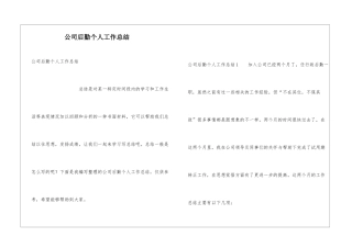公司后勤个人工作总结