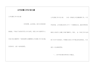 公司后勤工作计划九篇