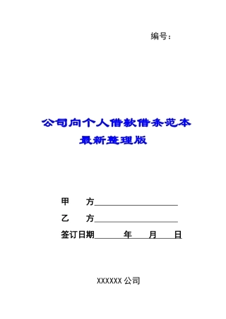 公司向个人借款借条范本最新整理版