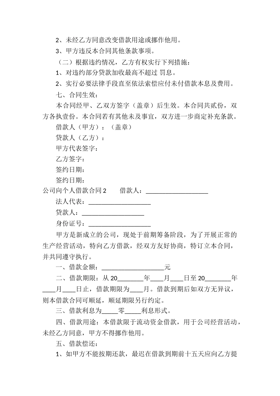 公司向个人借款合同13篇_第2页