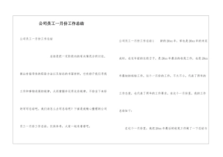 公司员工一月份工作总结