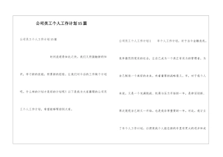 公司员工个人工作计划15篇