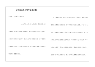 公司员工个人明年工作计划