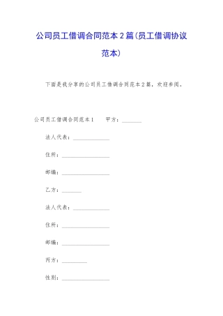 公司员工借调合同范本2篇