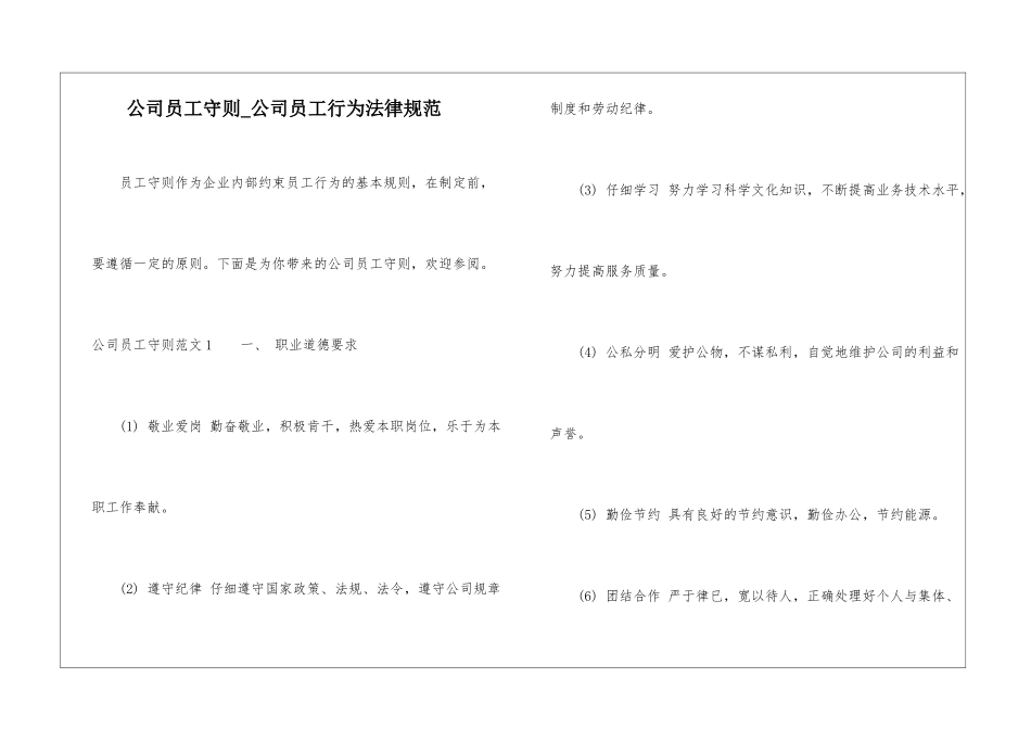 公司员工守则-公司员工行为规范-1_第1页