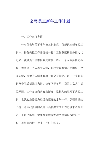 公司员工新年工作计划