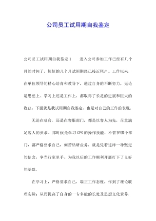 公司员工试用期自我鉴定