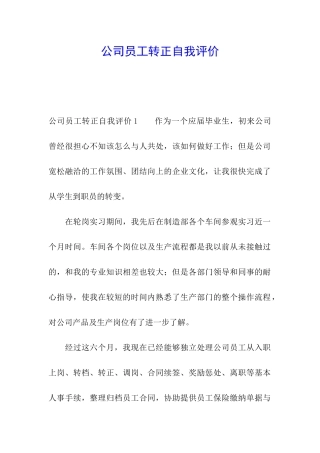 公司员工转正自我评价