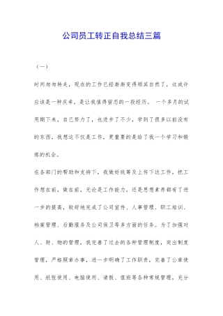 公司员工转正自我总结三篇-