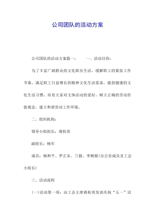 公司团队的活动方案