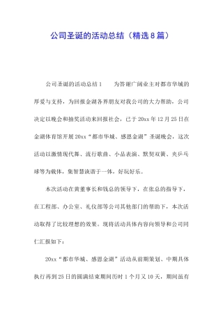 公司圣诞的活动总结