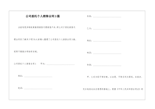公司委托个人销售合同3篇