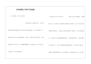 公司安保上半年工作总结-