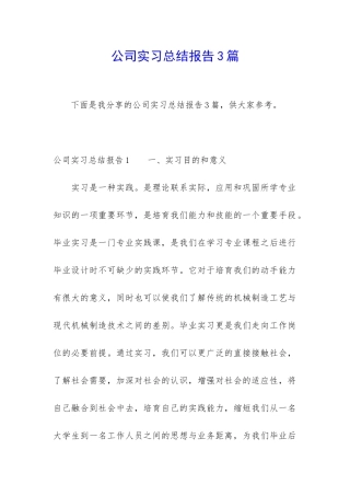 公司实习总结报告3篇