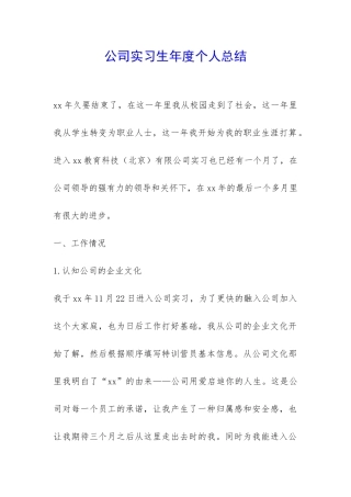 公司实习生年度个人总结-