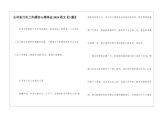 公司实习生工作感言心得体会2024范文