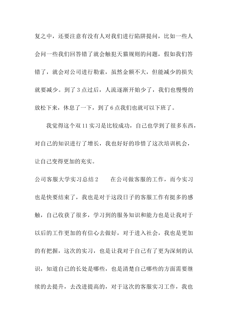 公司客服大学实习总结_第3页