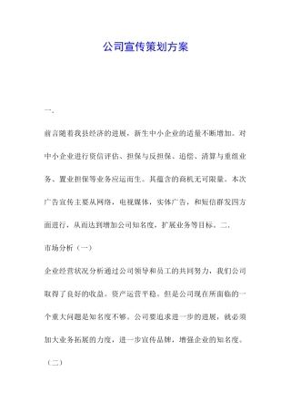 公司宣传策划方案