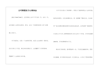 公司寒假实习心得体会