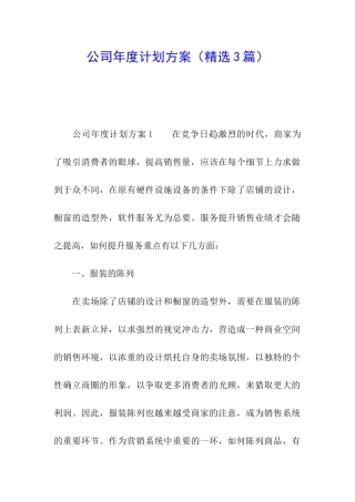 公司年度计划方案