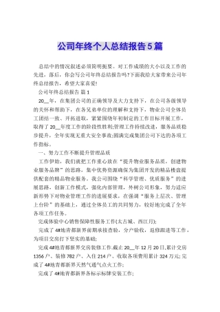 公司年终个人总结报告5篇