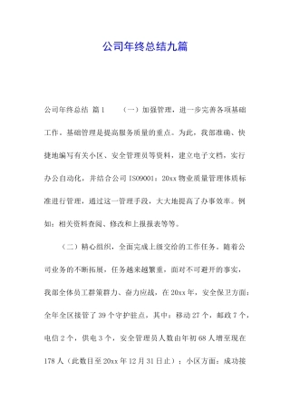 公司年终总结九篇