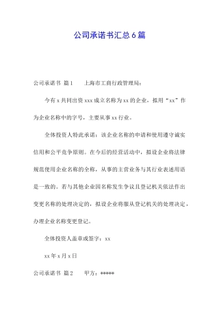 公司承诺书汇总6篇