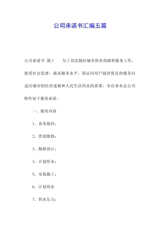 公司承诺书汇编五篇