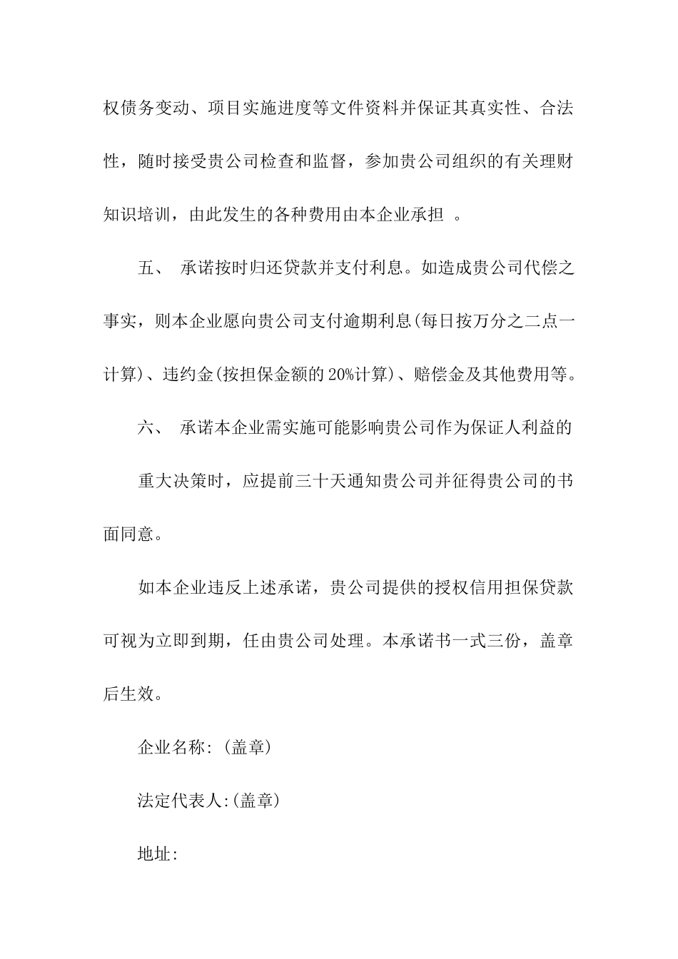 公司担保承诺书_第2页