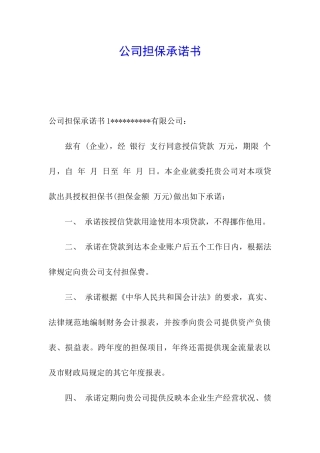 公司担保承诺书