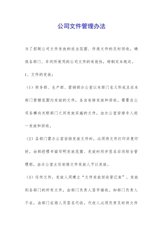 公司文件管理办法-