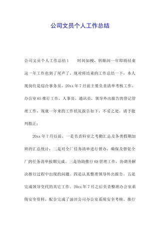 公司文员个人工作总结
