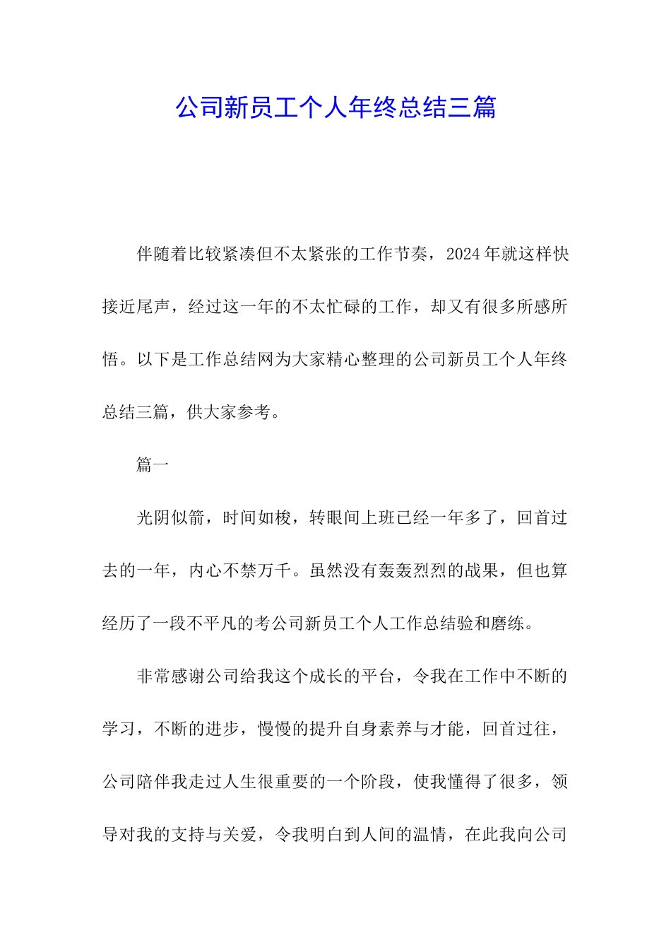 公司新员工个人年终总结三篇_第1页