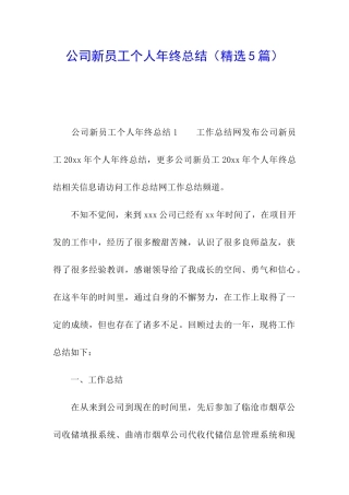 公司新员工个人年终总结(精选5篇)