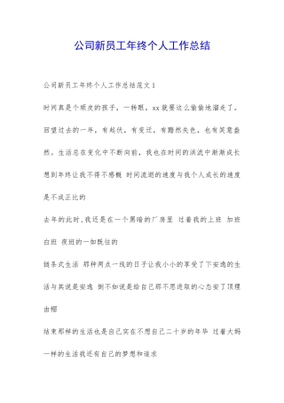 公司新员工年终个人工作总结-