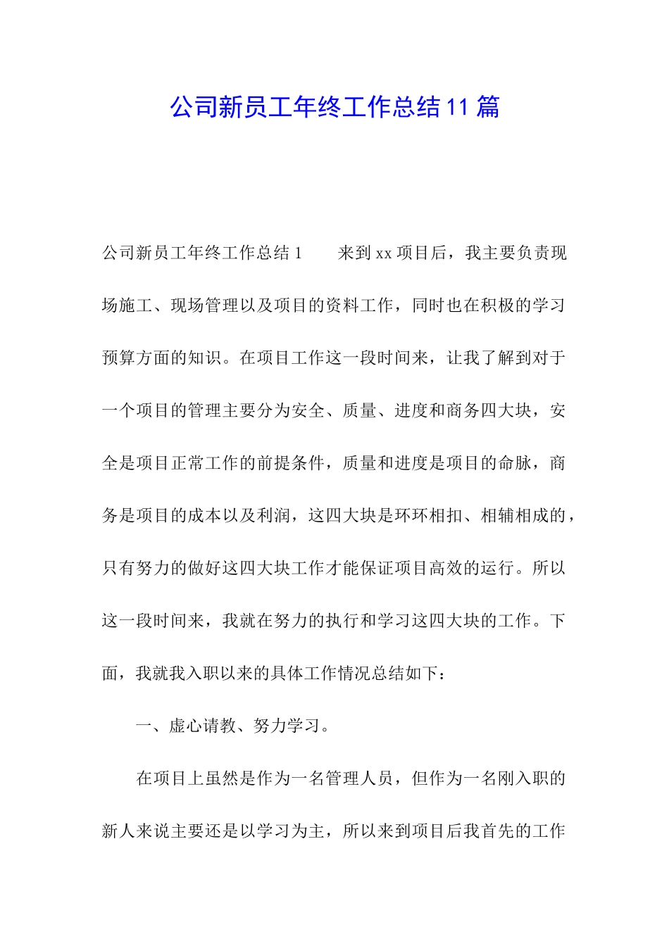 公司新员工年终工作总结11篇_第1页