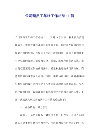 公司新员工年终工作总结11篇