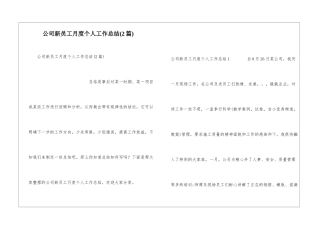 公司新员工月度个人工作总结(2篇)