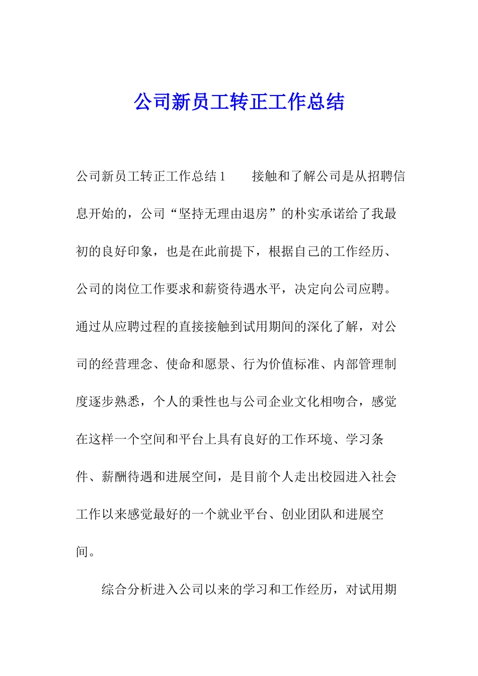 公司新员工转正工作总结_第1页