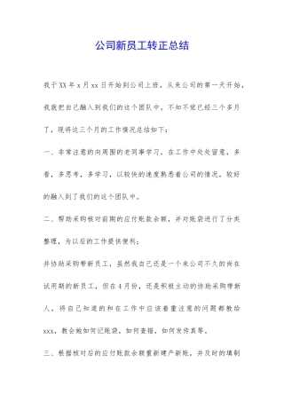 公司新员工转正总结-