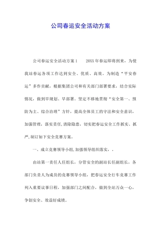 公司春运安全活动方案